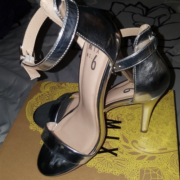 Silver Ankle Strap Heels - Picture 5 of 7